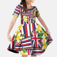 Hawaii Plumeria Lei Family Matching Mermaid Dress and Hawaiian Shirt Hawaiian Flag Motif