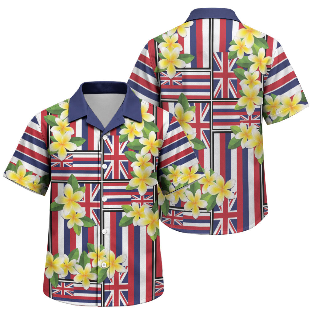 Hawaii Plumeria Lei Family Matching Puletasi and Hawaiian Shirt Hawaiian Flag Motif LT9 Son's Shirt Red - Polynesian Pride