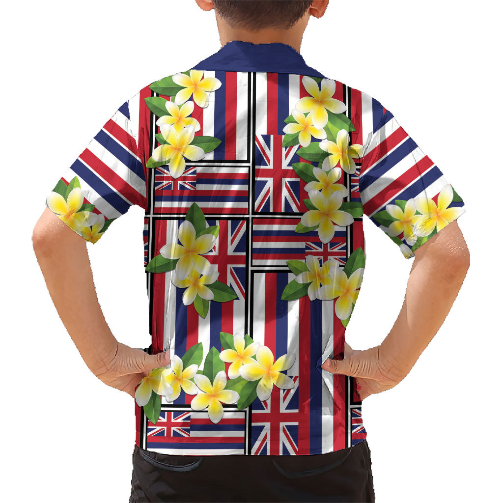 Hawaii Plumeria Lei Family Matching Short Sleeve Bodycon Dress and Hawaiian Shirt Hawaiian Flag Motif