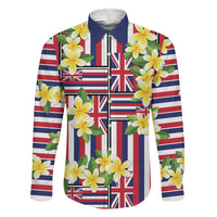 Hawaii Plumeria Lei Family Matching Tank Maxi Dress and Hawaiian Shirt Hawaiian Flag Motif