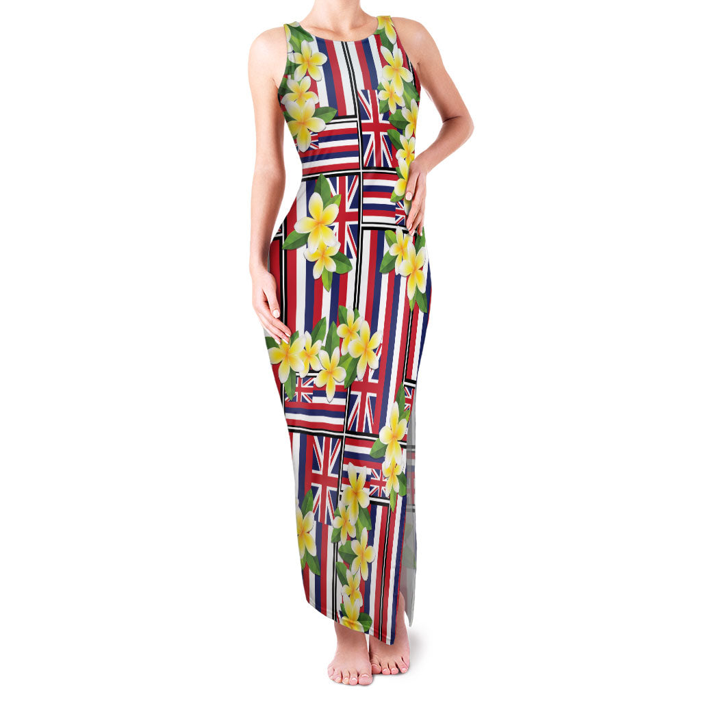 Hawaii Plumeria Lei Family Matching Tank Maxi Dress and Hawaiian Shirt Hawaiian Flag Motif