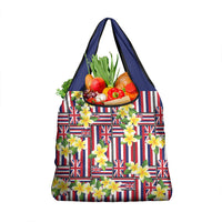 Hawaii Plumeria Lei Grocery Bag Hawaiian Flag Motif