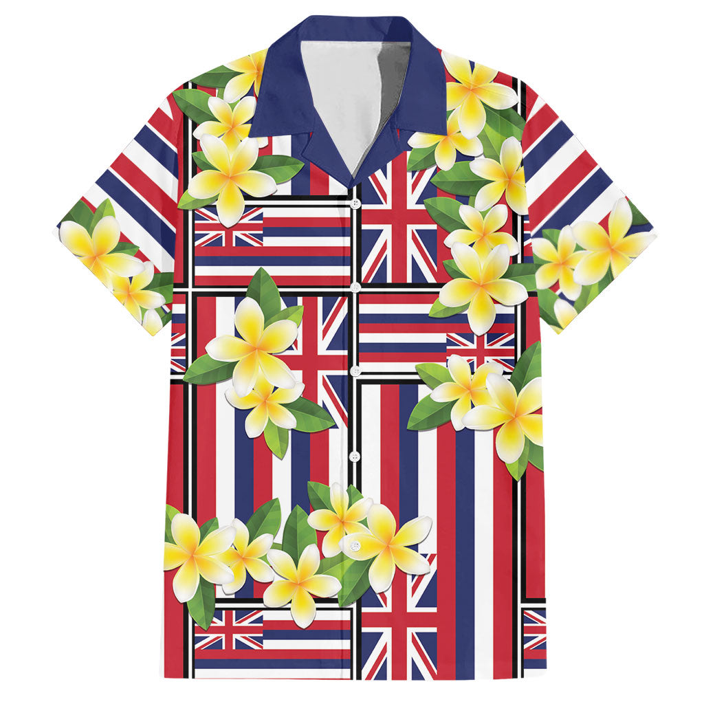 Hawaii Plumeria Lei Hawaiian Shirt Hawaiian Flag Motif LT9 Red - Polynesian Pride