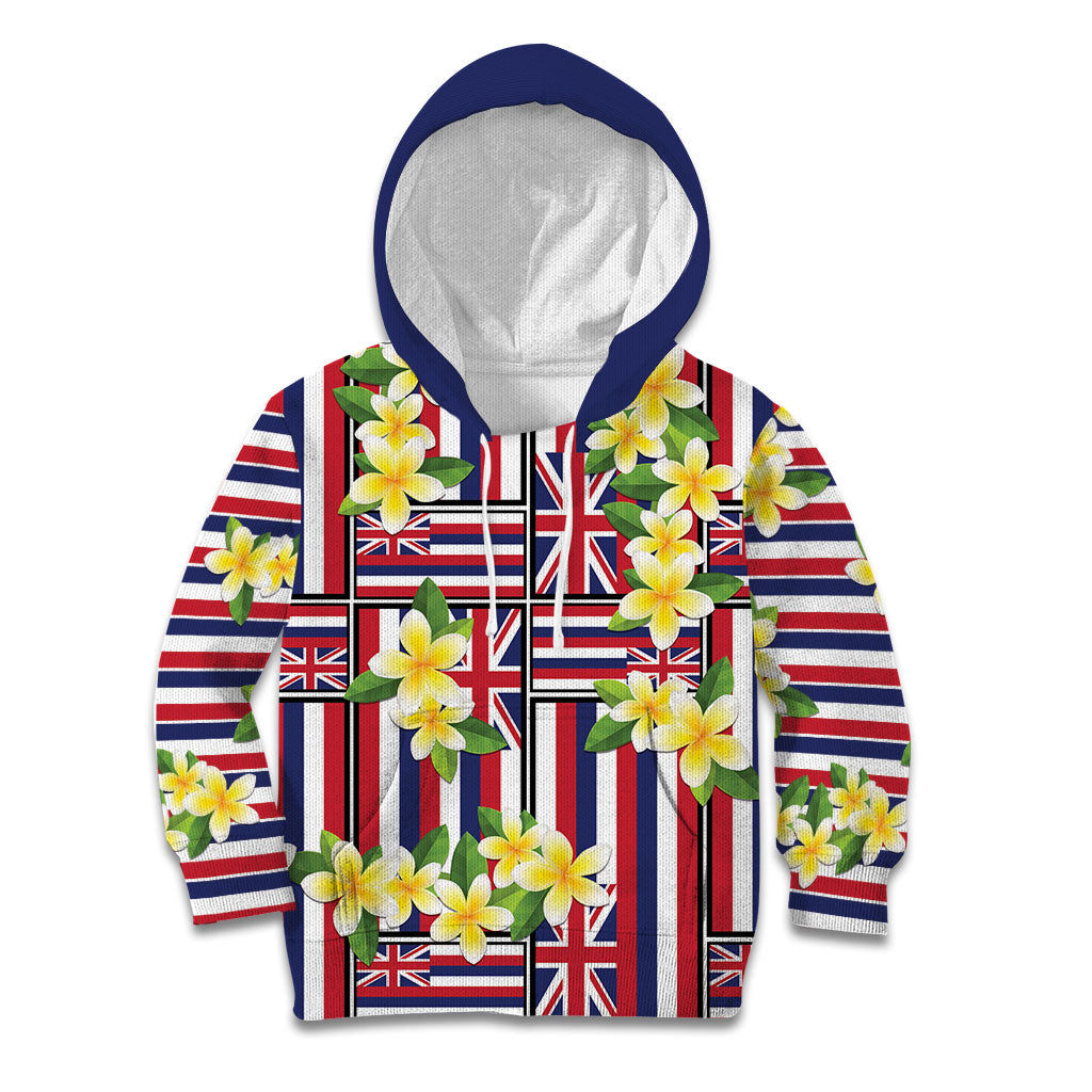 Hawaii Plumeria Lei Kid Hoodie Hawaiian Flag Motif LT9 Hoodie Red - Polynesian Pride
