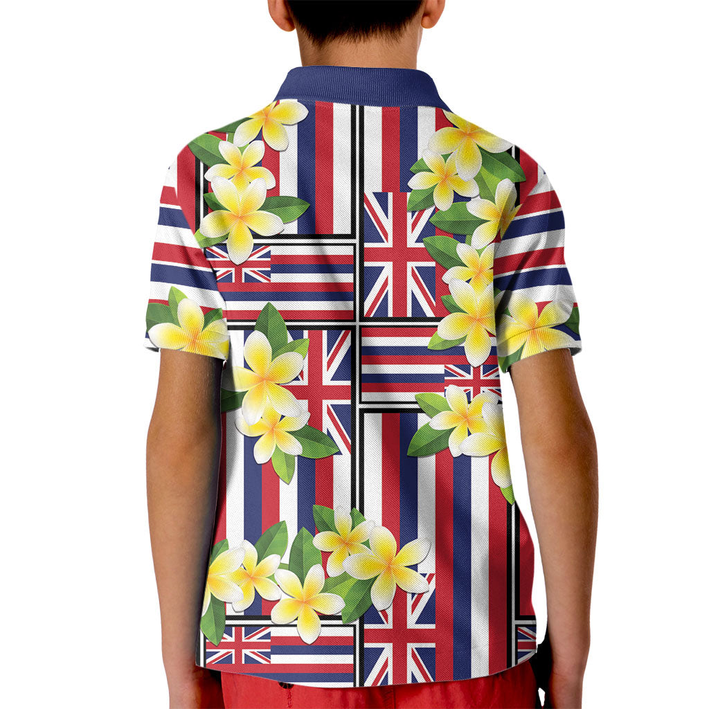 Hawaii Plumeria Lei Kid Polo Shirt Hawaiian Flag Motif LT9 - Polynesian Pride
