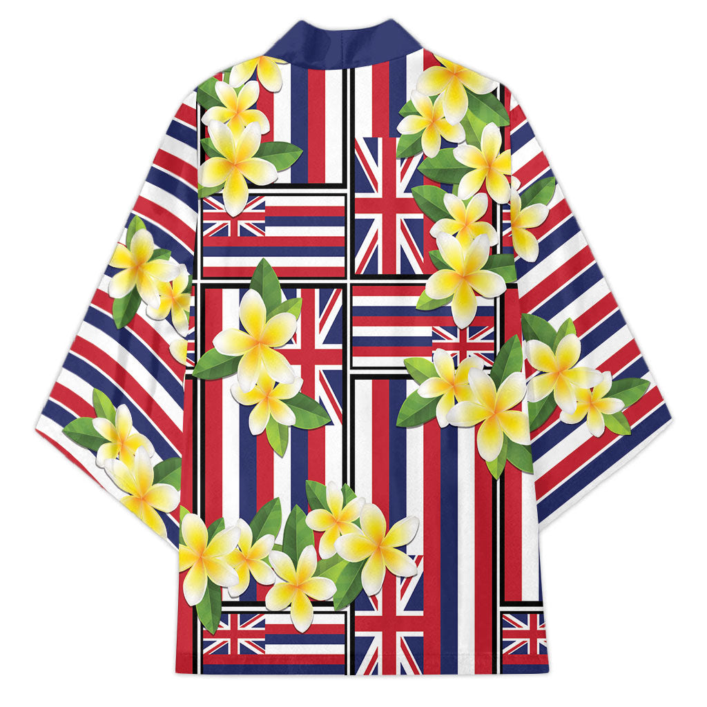 Hawaii Plumeria Lei Kimono Hawaiian Flag Motif