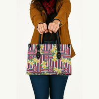 Hawaii Plumeria Lei Leather Bag Hawaiian Flag Motif