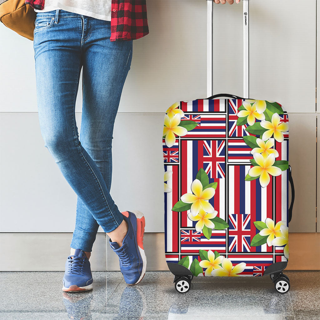 Hawaii Plumeria Lei Luggage Cover Hawaiian Flag Motif