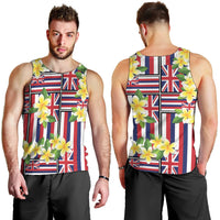 Hawaii Plumeria Lei Men Tank Top Hawaiian Flag Motif
