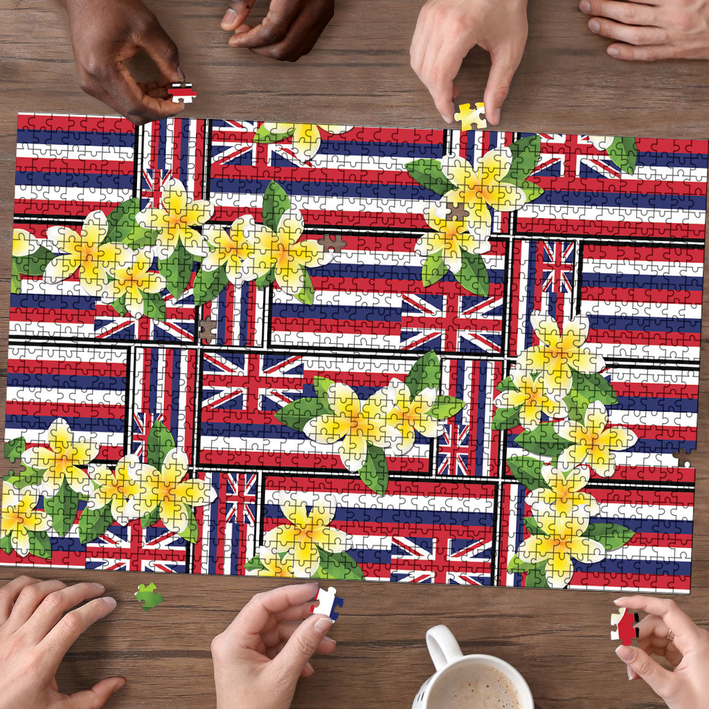 Hawaii Plumeria Lei Puzzle Hawaiian Flag Motif