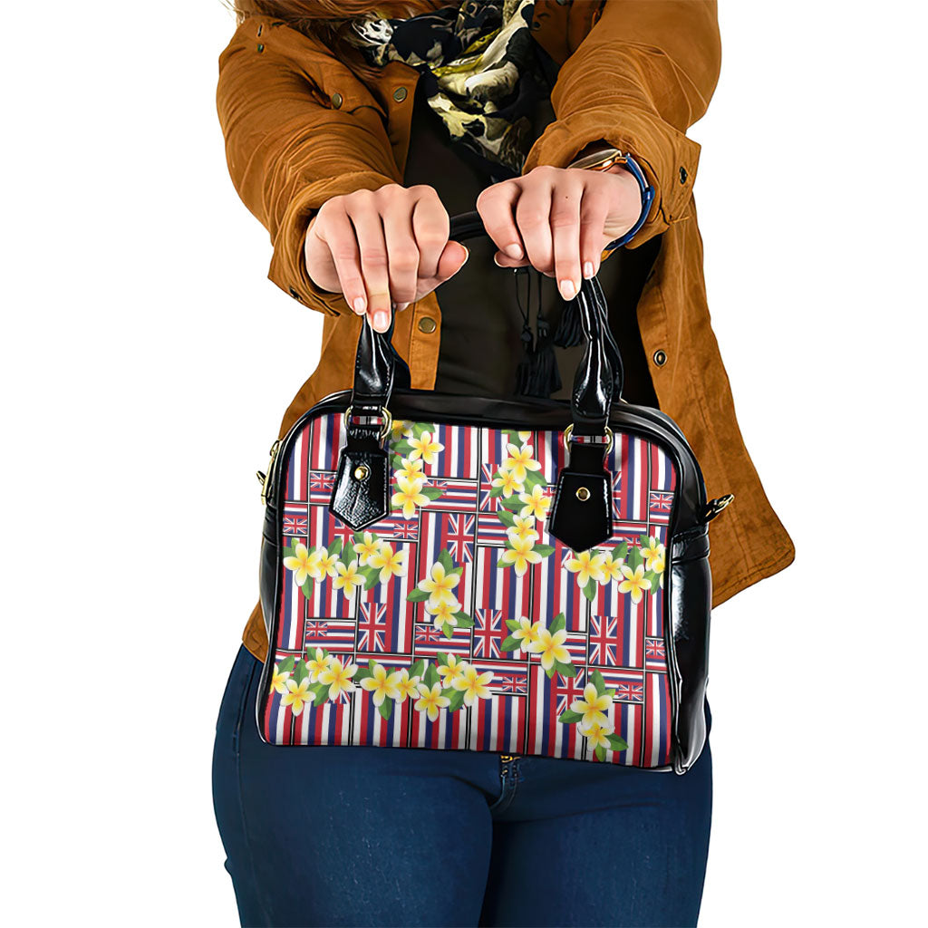 Hawaii Plumeria Lei Shoulder Handbag Hawaiian Flag Motif LT9 One Size Red - Polynesian Pride