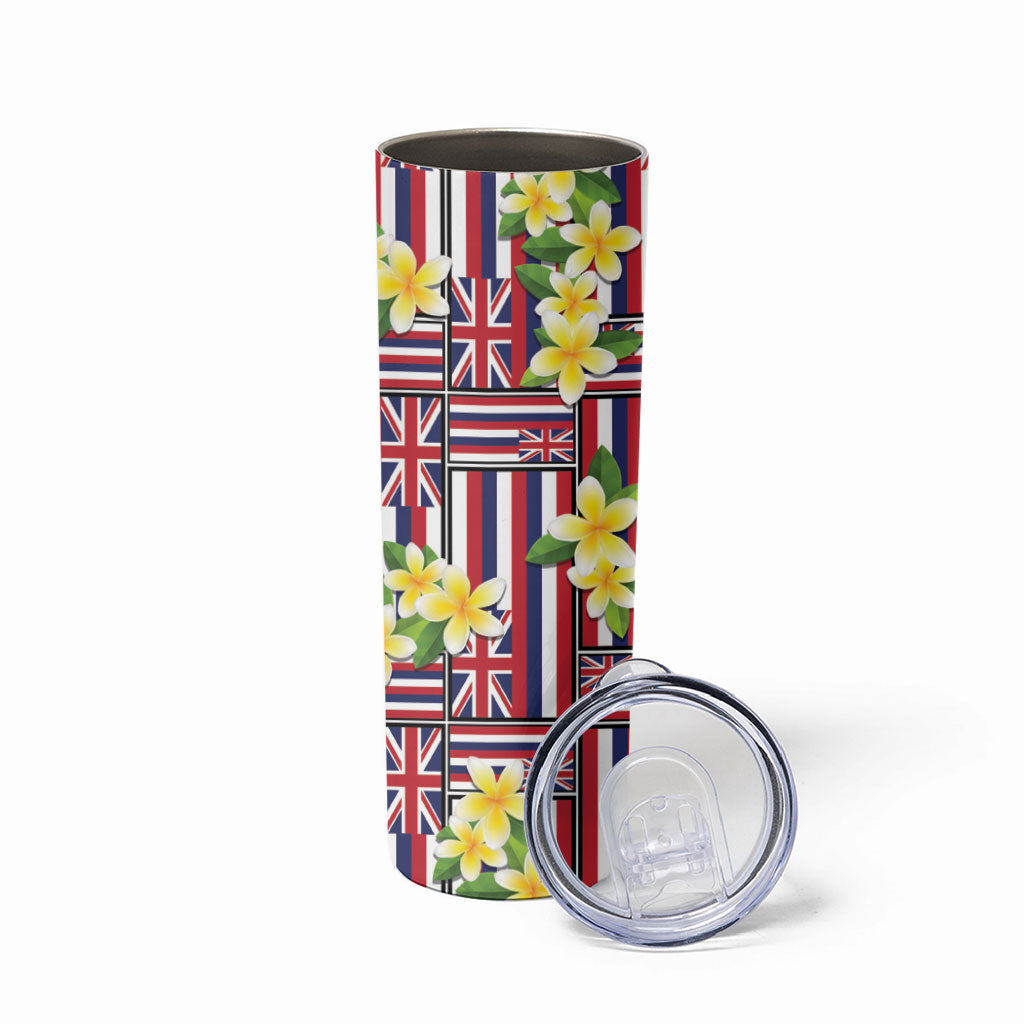 Hawaii Plumeria Lei Skinny Tumbler Hawaiian Flag Motif