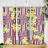 Hawaii Plumeria Lei Skinny Tumbler Hawaiian Flag Motif