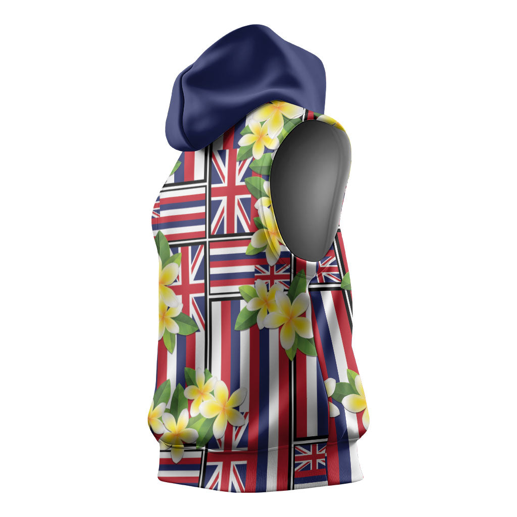 Hawaii Plumeria Lei Sleeveless Hoodie Hawaiian Flag Motif LT9 - Polynesian Pride