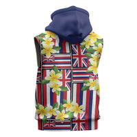 Hawaii Plumeria Lei Sleeveless Zip Hoodie Hawaiian Flag Motif LT9 - Polynesian Pride