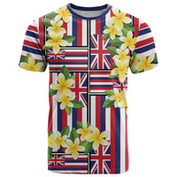 Hawaii Plumeria Lei T Shirt Hawaiian Flag Motif LT9 Red - Polynesian Pride