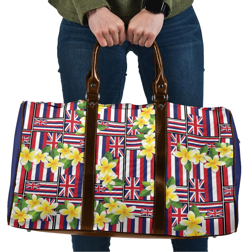 Hawaii Plumeria Lei Travel Bag Hawaiian Flag Motif LT9 Red - Polynesian Pride