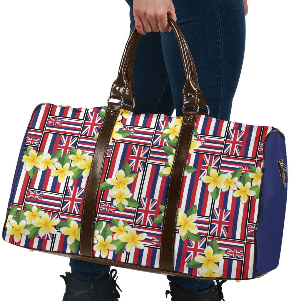 Hawaii Plumeria Lei Travel Bag Hawaiian Flag Motif