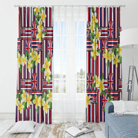 Hawaii Plumeria Lei Window Curtain Hawaiian Flag Motif