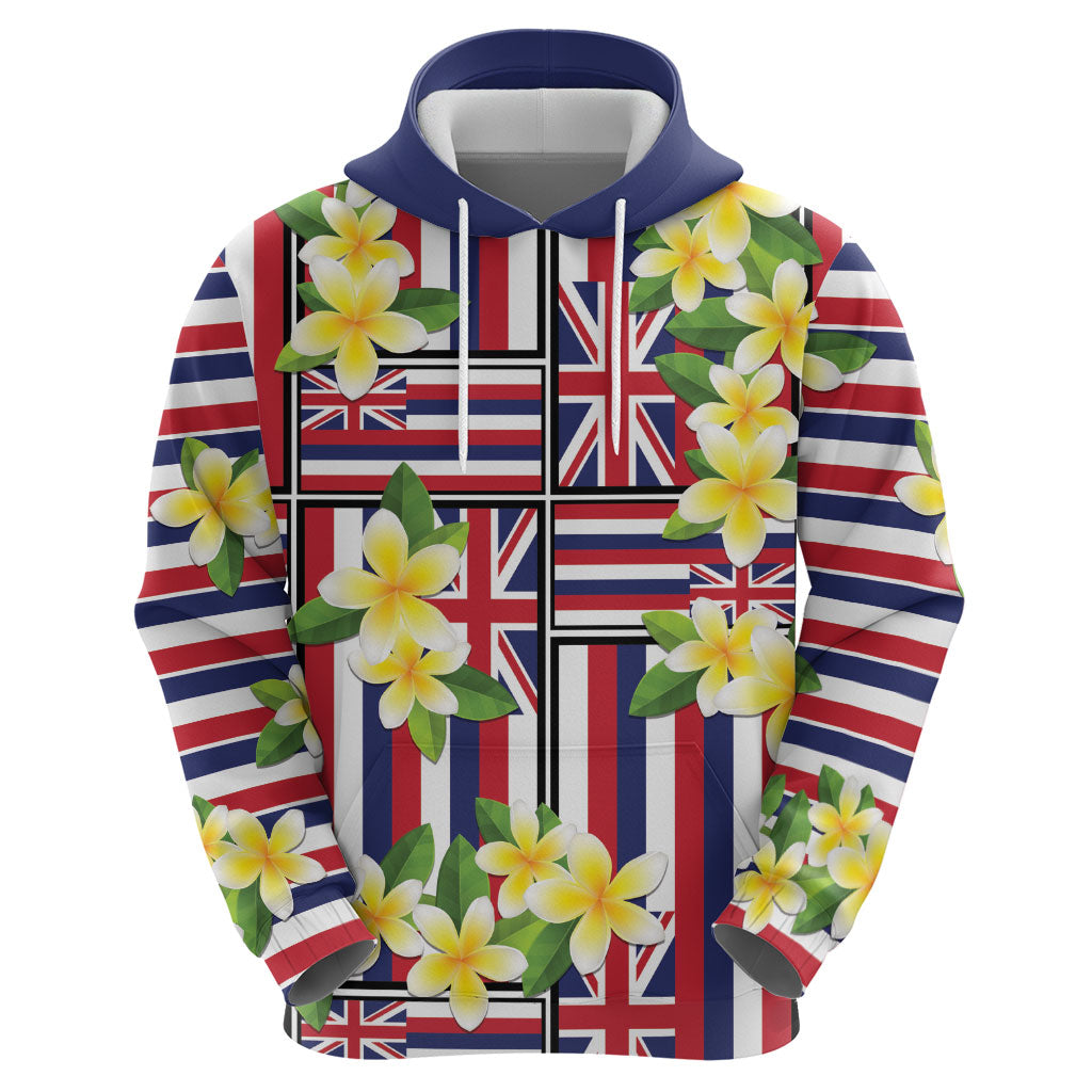 Hawaii Plumeria Lei Zip Hoodie Hawaiian Flag Motif