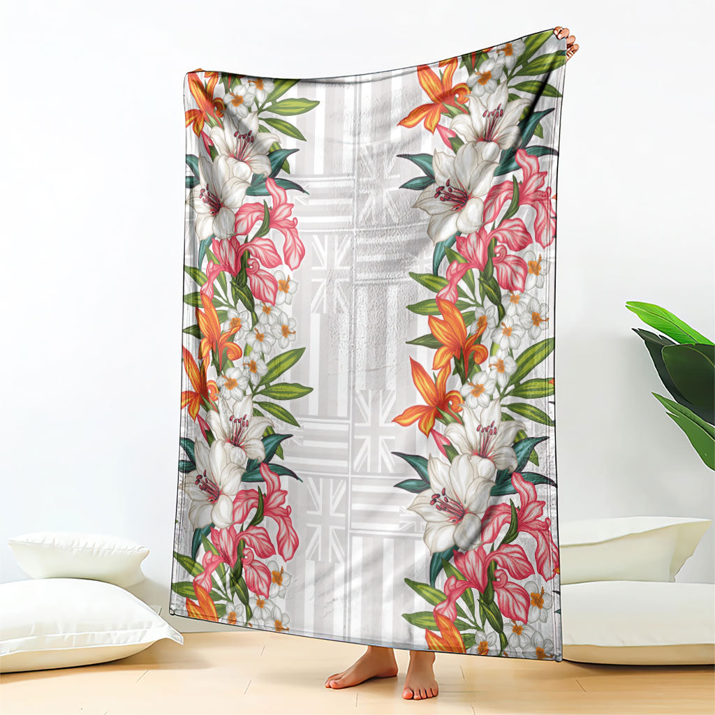Hawaii Tropical Twist Lei Blanket Hawaiian Flag Motif