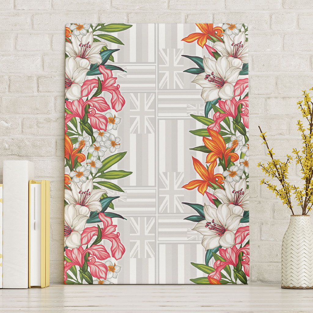 Hawaii Tropical Twist Lei Canvas Wall Art Hawaiian Flag Motif LT9 Without Frame White - Polynesian Pride