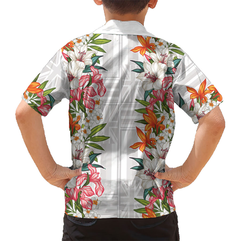 Hawaii Tropical Twist Lei Family Matching Long Sleeve Bodycon Dress and Hawaiian Shirt Hawaiian Flag Motif
