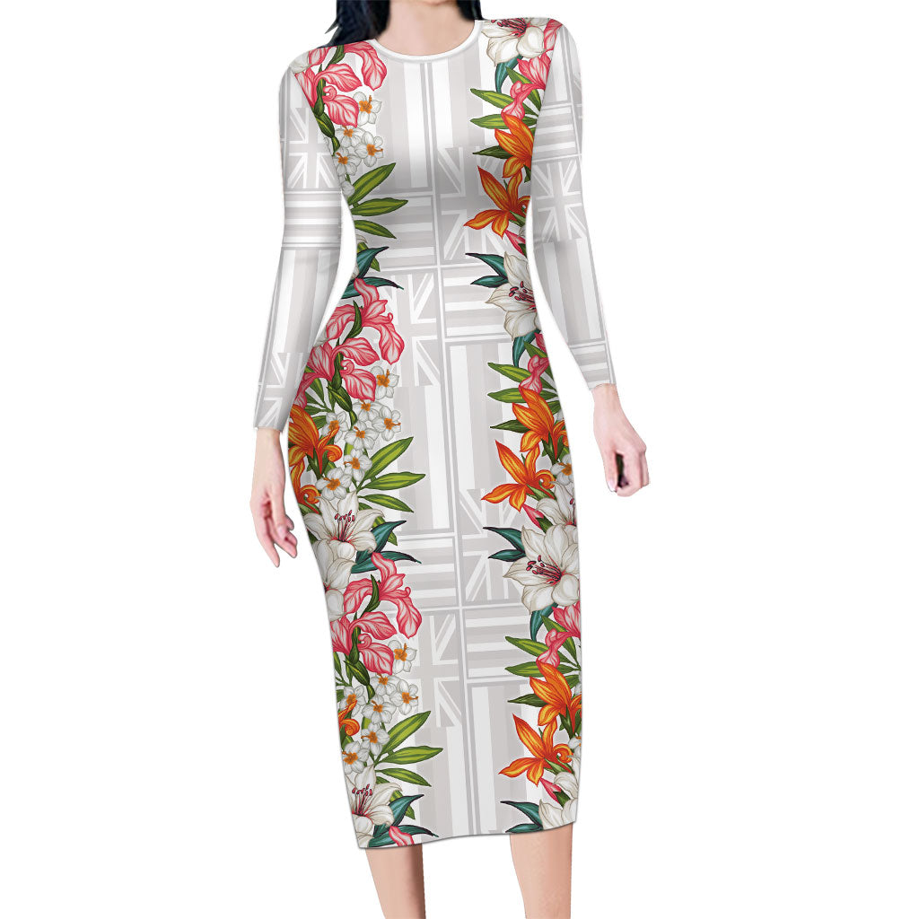 Hawaii Tropical Twist Lei Family Matching Long Sleeve Bodycon Dress and Hawaiian Shirt Hawaiian Flag Motif