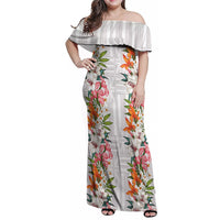 Hawaii Tropical Twist Lei Family Matching Off Shoulder Maxi Dress and Hawaiian Shirt Hawaiian Flag Motif