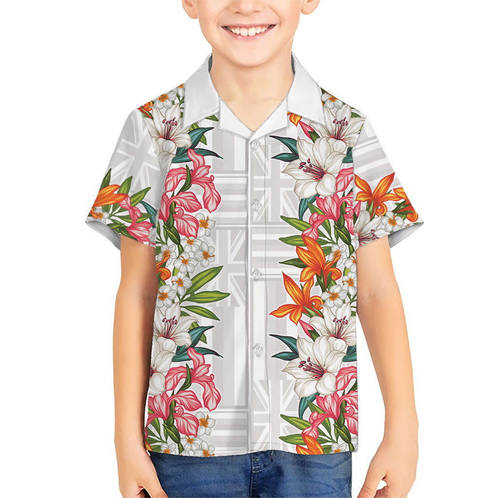 Hawaii Tropical Twist Lei Family Matching Short Sleeve Bodycon Dress and Hawaiian Shirt Hawaiian Flag Motif