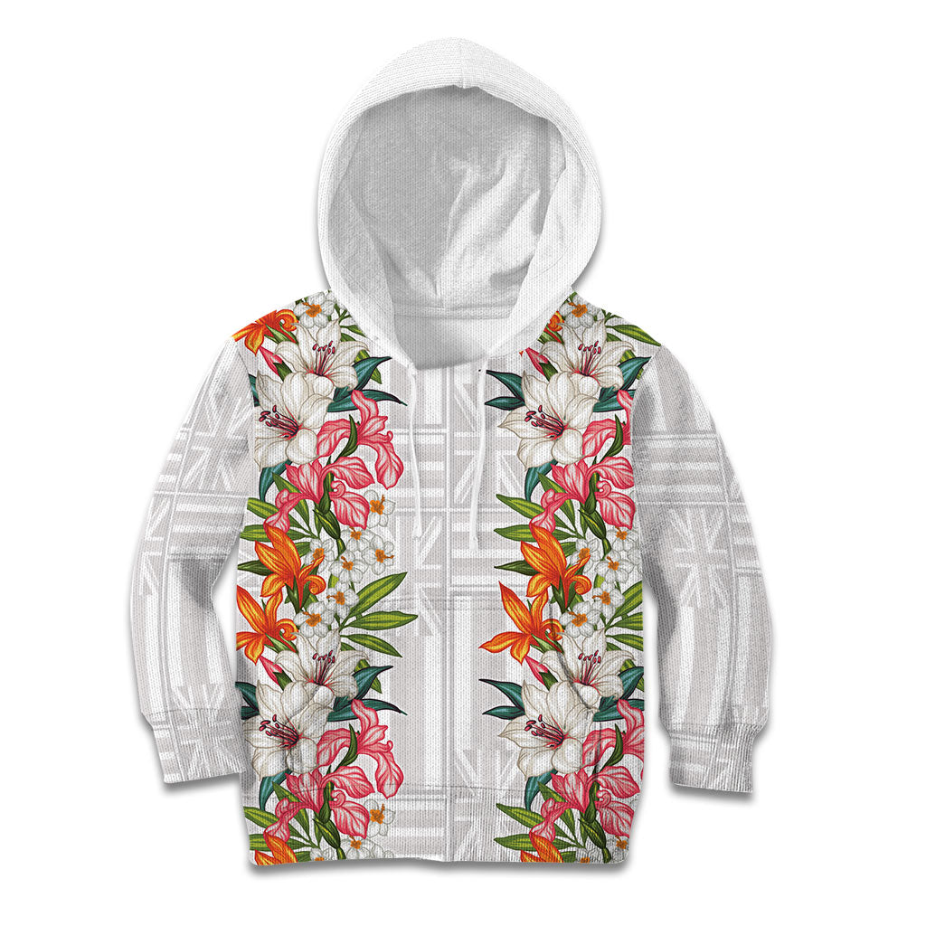 Hawaii Tropical Twist Lei Kid Hoodie Hawaiian Flag Motif LT9 Hoodie White - Polynesian Pride