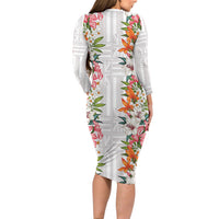 Hawaii Tropical Twist Lei Long Sleeve Bodycon Dress Hawaiian Flag Motif LT9 - Polynesian Pride