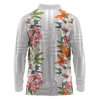 Hawaii Tropical Twist Lei Long Sleeve Polo Shirt Hawaiian Flag Motif LT9 - Polynesian Pride