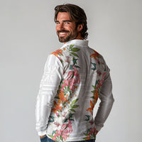 Hawaii Tropical Twist Lei Long Sleeve Polo Shirt Hawaiian Flag Motif LT9 - Polynesian Pride