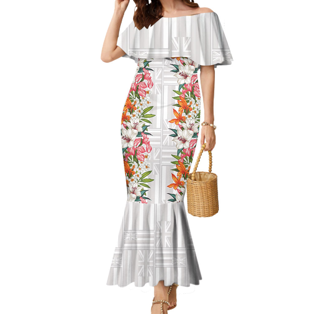 Hawaii Tropical Twist Lei Mermaid Dress Hawaiian Flag Motif