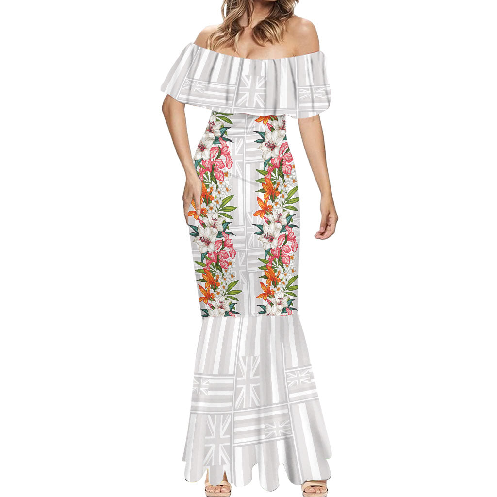 Hawaii Tropical Twist Lei Mermaid Dress Hawaiian Flag Motif