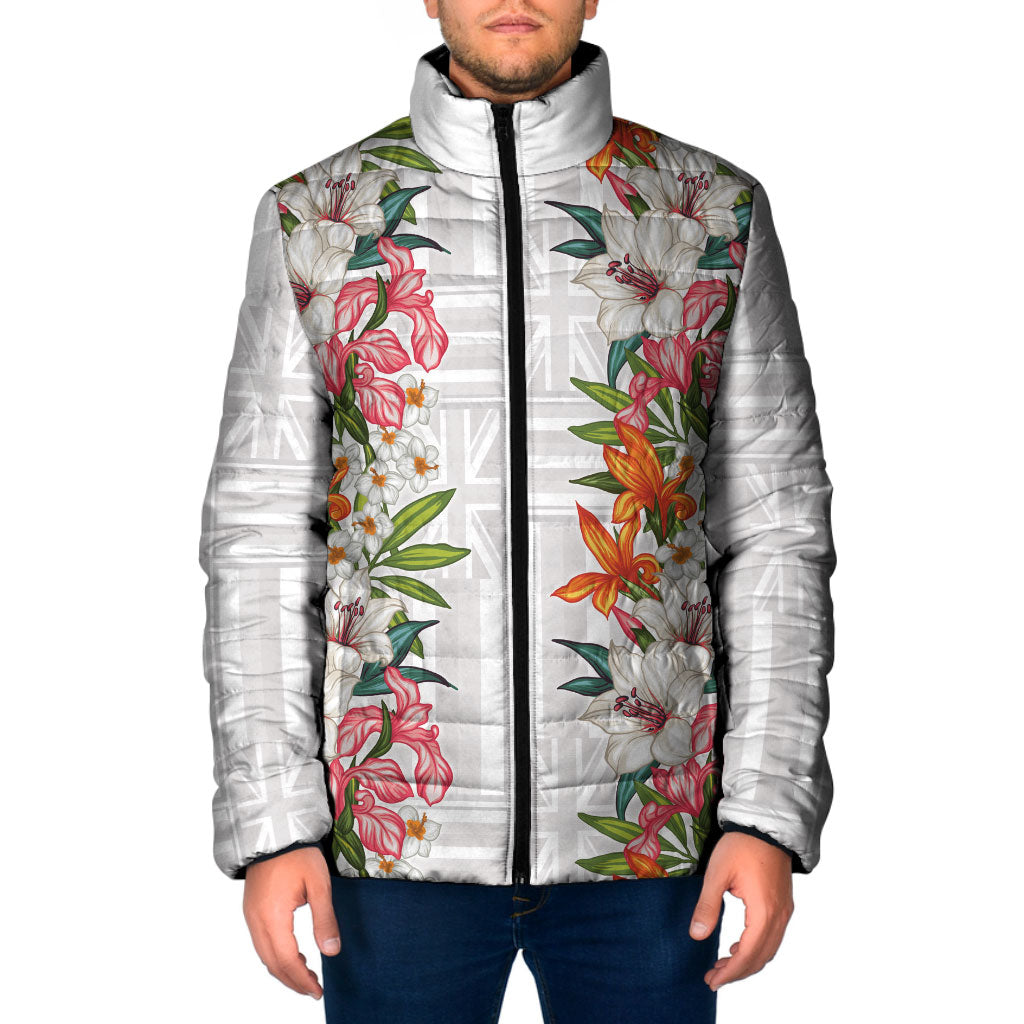 Hawaii Tropical Twist Lei Padded Jacket Hawaiian Flag Motif