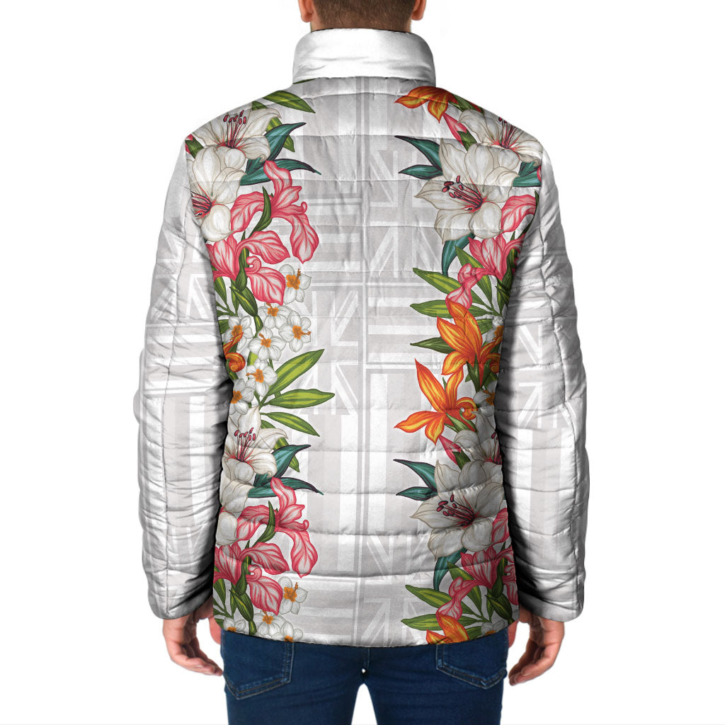 Hawaii Tropical Twist Lei Padded Jacket Hawaiian Flag Motif