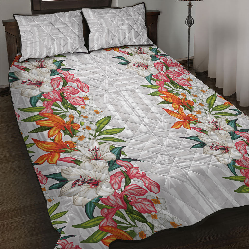 Hawaii Tropical Twist Lei Quilt Bed Set Hawaiian Flag Motif