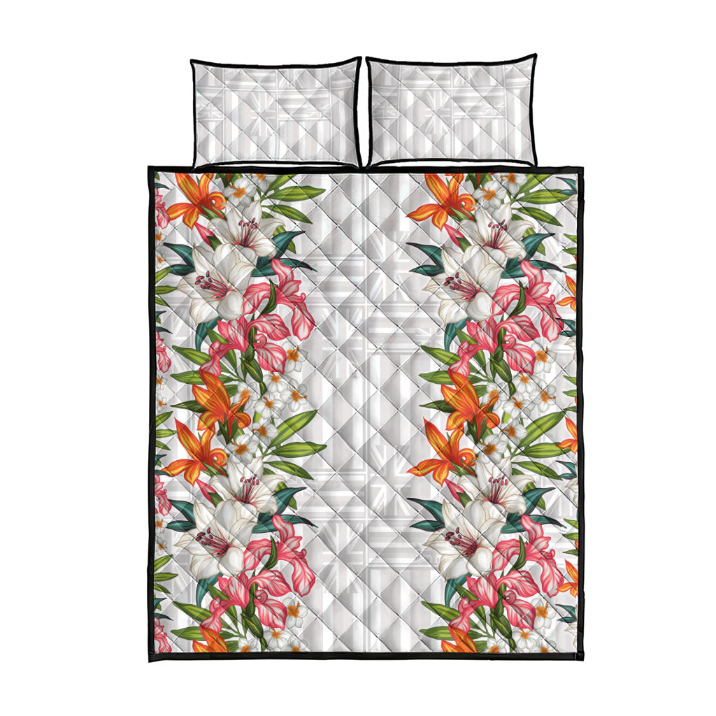 Hawaii Tropical Twist Lei Quilt Bed Set Hawaiian Flag Motif