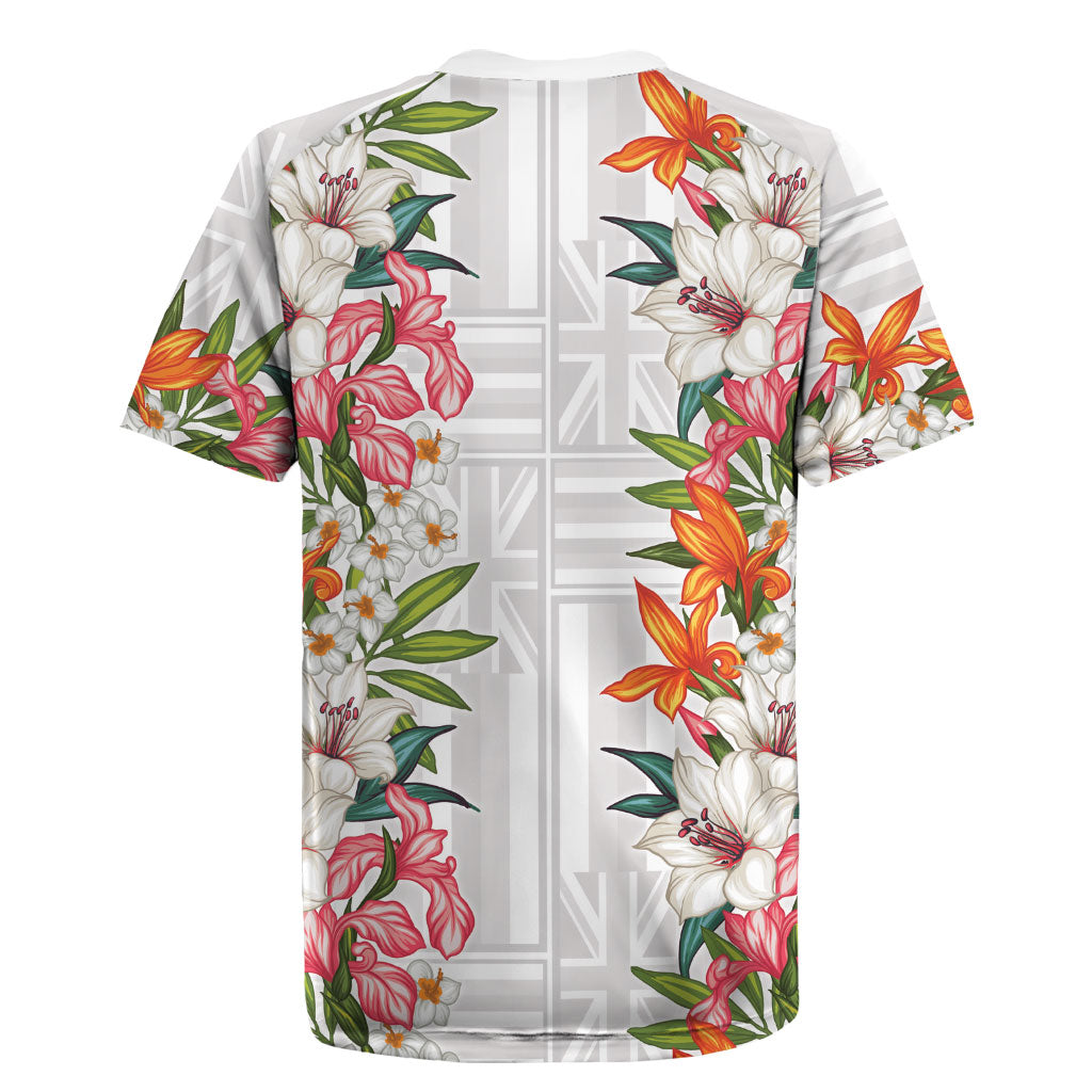 Hawaii Tropical Twist Lei Rugby Jersey Hawaiian Flag Motif