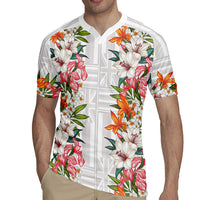 Hawaii Tropical Twist Lei Rugby Jersey Hawaiian Flag Motif