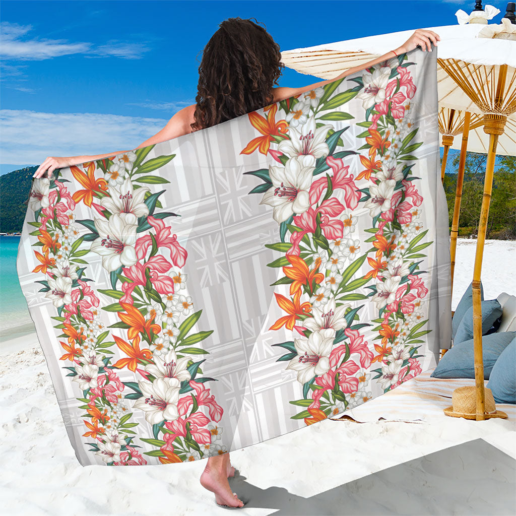 Hawaii Tropical Twist Lei Sarong Hawaiian Flag Motif LT9 One Size 44 x 66 inches White - Polynesian Pride