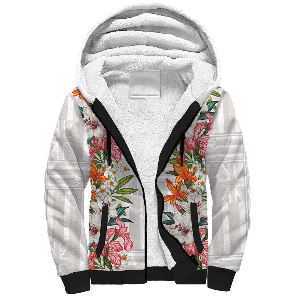 Hawaii Tropical Twist Lei Sherpa Hoodie Hawaiian Flag Motif