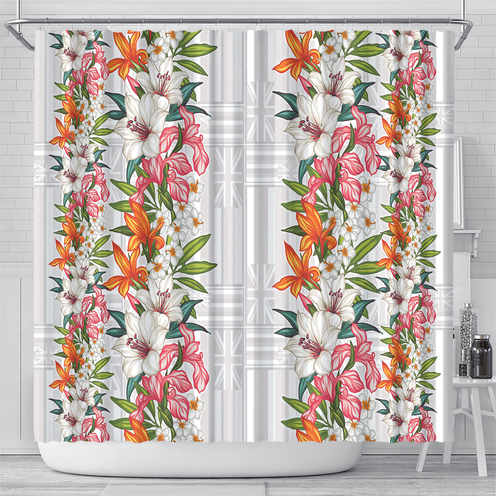 Hawaii Tropical Twist Lei Shower Curtain Hawaiian Flag Motif LT9 - Polynesian Pride