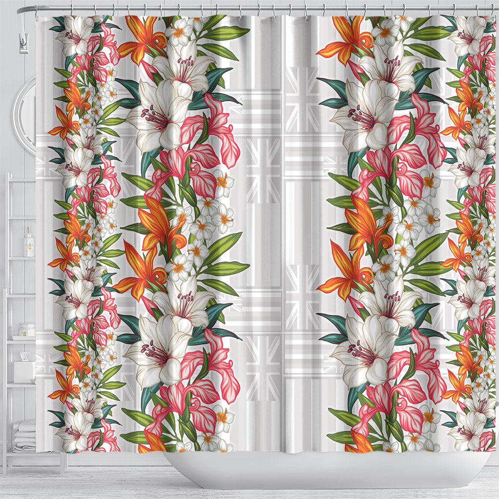 Hawaii Tropical Twist Lei Shower Curtain Hawaiian Flag Motif LT9 - Polynesian Pride