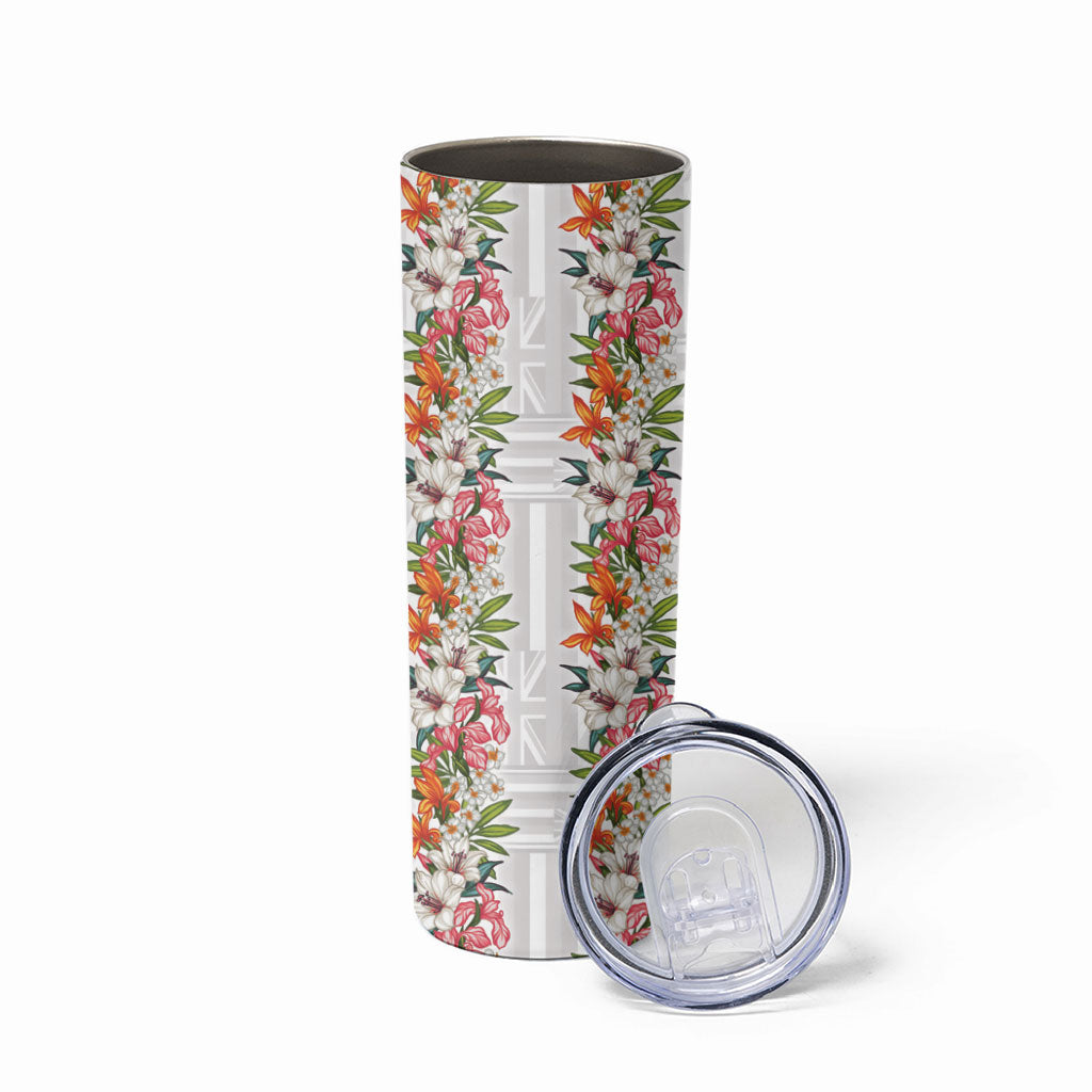 Hawaii Tropical Twist Lei Skinny Tumbler Hawaiian Flag Motif