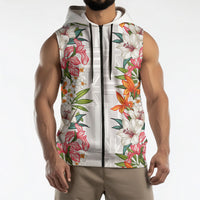 Hawaii Tropical Twist Lei Sleeveless Zip Hoodie Hawaiian Flag Motif LT9 - Polynesian Pride