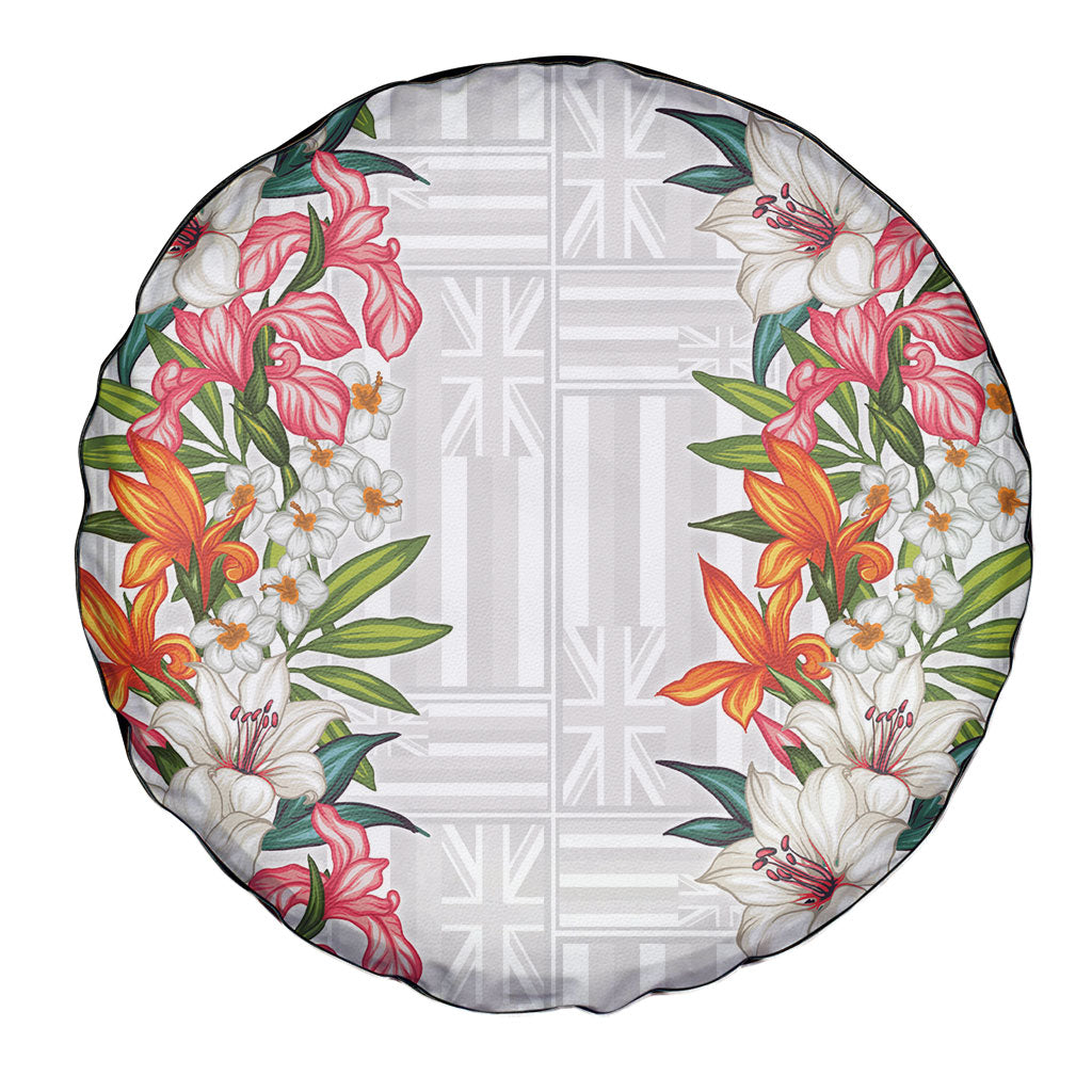 Hawaii Tropical Twist Lei Spare Tire Cover Hawaiian Flag Motif