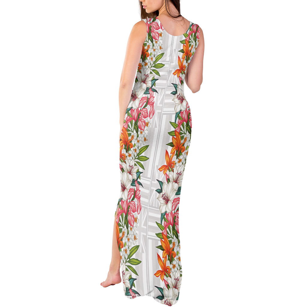 Hawaii Tropical Twist Lei Tank Maxi Dress Hawaiian Flag Motif LT9 - Polynesian Pride